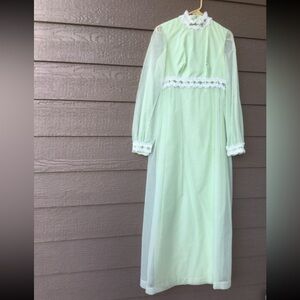 Vintage Herzfeld’s of Kansas women's long dress/ Halloween, pale green, size S